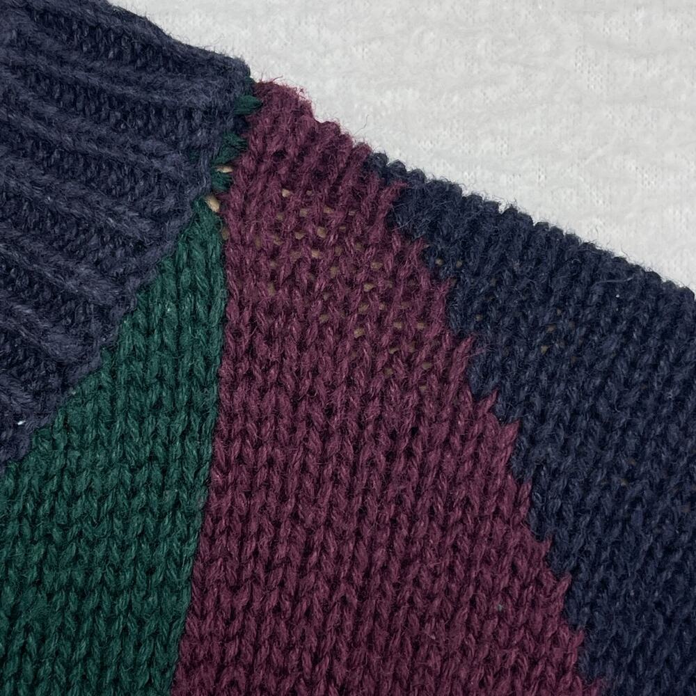 NEW RIVER CO Sweater Mens M Jumper Abstract Colorblock Pullover Blue Green VTG - Picture 7 of 11